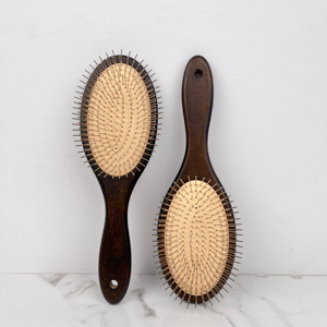 Brosse à cheveux en acier, peigne à cheveux en bois, brosse de massage pour la tête, brosse à cheveux personnalisée, brosses démêlantes à picots en métal inoxydable - Product Image 3