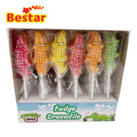 Sucettes gélifiées halal en forme de crocodile, enrobées de sucre, OEM, marque privée, vente en gros, confiserie aux fruits