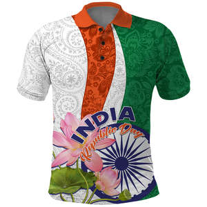 Inde Polo Swatantra Diwas Happy Indian Independence Day Custom Mens Knit Polo Shirts Short Sleve Print on Demand - Product Image 3