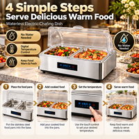 Chauffe-Plat Électrique Professionnel 9L en Acier Inoxydable avec Couvercle Roulant et Contrôle Intelligent de la Température pour Buffets et Banquets de Mariage