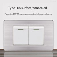 Interrupteur Électrique Tactile en Acier Inoxydable 16A 110-250V IP20 Design Moderne Durable Mural 1 Gang 1/2 Voie Installation Facile