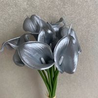 Mini fleurs de lys artificielles de 12 pièces, fausse plante, pour la décoration de la maison, en argent, or