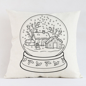 Nouveau noël oreiller bricolage coloration taie d'oreiller père noël peint à la main graffiti oreiller <span class=keywords><strong>coussin</strong></span> peint cadeau - Product Image 3