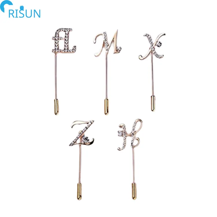 Monogram Ban Đầu 26 Chữ Cái Tên Ve Áo Trâm Pin Tùy Chỉnh Kim Loại Thời Trang Stick Pin Phong Cách Kinh Doanh Men Phù Hợp Với Ve Áo Pin Brooch