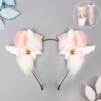 DREAM FASHION Lolita Fashion Bandeau Oreilles de Chat et Queue de Renard en Peluche, Ensemble Oreilles et Queue d'Animaux pour Enfants, Accessoires Cheveux Unisexe