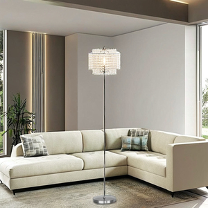 Lámpara de Pie Moderna con Base de Hierro, Pantalla de Tela Beige, Luz LED Cálida, Uso Residencial - Product Image 4