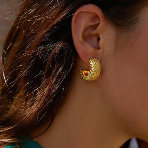 Orecchini a perno testurizzati di ispirazione francese per donna, stile vintage, per uso quotidiano, regalo per feste, accessori - Product Image 2