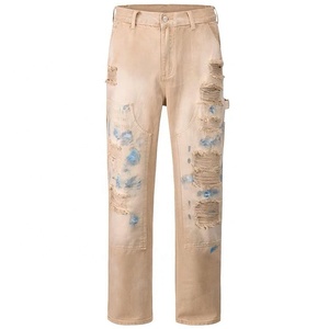 Pantalon en jean déchiré personnalisé AeeDenim pantalon en jean droit <span class=keywords><strong>kaki</strong></span> baggy original personnalisé pour hommes jean large baggy pour hommes - Product Image 5