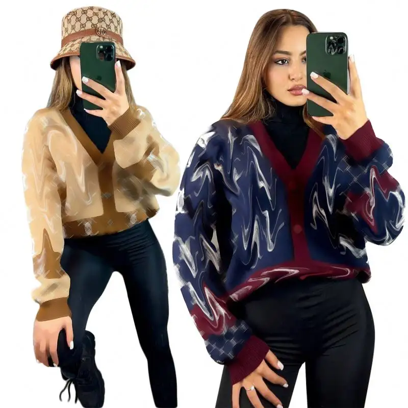 Sweater wanita rajut, pakaian desainer sweater wanita, sweater longgar wanita, mantel kardigan rajut mode musim gugur dan musim dingin