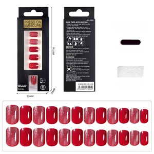 Uñas Acrílicas Personalizadas, 24 Piezas, Diseño Ojo de Gato, Súper Brillantes, Cortas, Cuadradas, Románticas, Uñas Postizas A064 - Product Image 2
