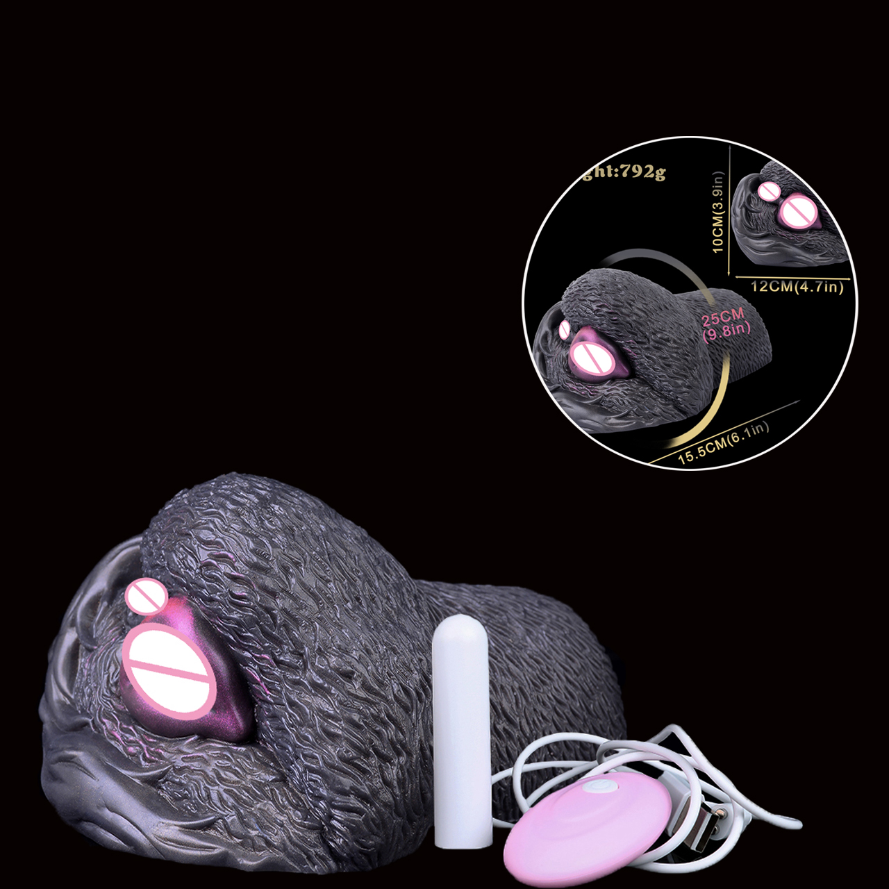 Vibrating 3D Print Silicone Masturbation Cup for Men