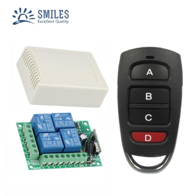 12V 315/433MHz Waterproof Universal Wireless Remote Controller for Smart Home System with ABCD Buttons 7-10m Range