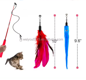 Nuovo design per animali domestici interattivo colorato formato personalizzato retrattile lungo gattino divertente giocattolo <span class=keywords><strong>gatto</strong></span> piuma canna da pesca verme - Product Image 6