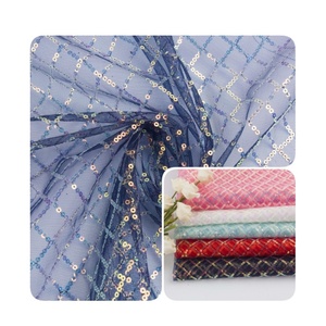 Tela de cuentas de malla de alta calidad, tela bordada a cuadros de lentejuelas de 3MM para boda, moda, escenario, ropa para niños, <span class=keywords><strong>vestido</strong></span> - Product Image 1