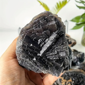 CristalHola en gros, artisanat en cristal naturel sculpté, respectueux de l'environnement, fluorite noire rose, spécimen de guérison pour la décoration de la maison - Product Image 5