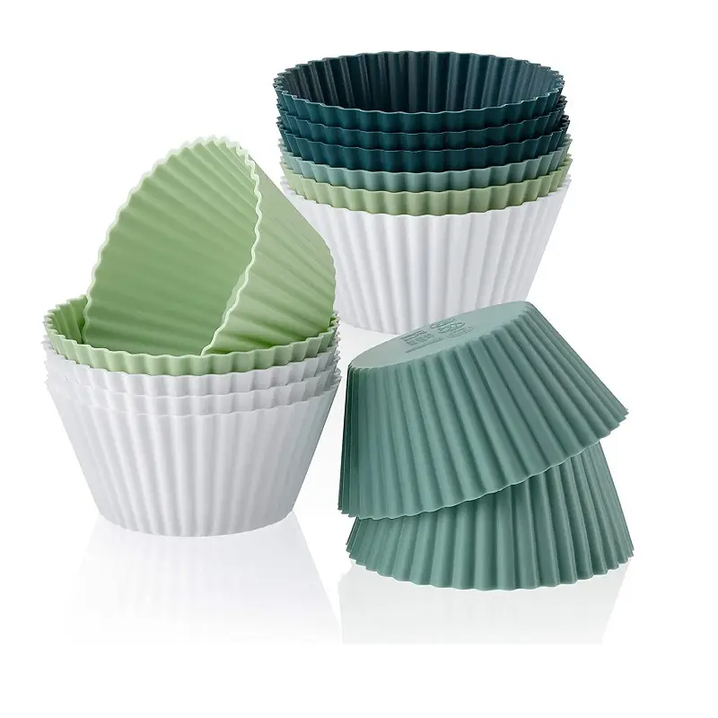 Food Grade Reusable Silicon Cake Cup Mold Round Shape BPA Free Nonstick Cupcake Liners Silicone Baking Muffin Cups