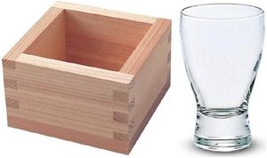 Juego de caja de madera natural con vaso de vidrio para fiesta en casa en Japón Caja de madera hecha a mano - Product Image 2