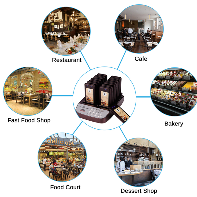 Daytech Coffee Color 433MHz Wireless Guest Paging Calling System 17 Pieces Bar Queue Coaster Pager Custom Restaurant Table