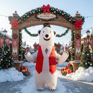 ชุดหมีขั้วโลกคริสต์มาสสำหรับงานปาร์ตี้ บทบาทสมมติ สร้างบรรยากาศบนเวที ชุดหมีขั้วโลกเป่าลมแบบสวมใส่ได้สำหรับการแสดงในวันหยุด - Product Image 4