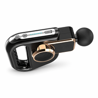 Pistolet de massage à percussion sans balais noir avec sangle d'extension, 6 vitesses, 4 têtes et minuterie de 20 minutes