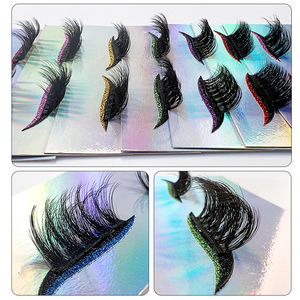 Faux <span class=keywords><strong>cils</strong></span> synthétiques style décontracté avec bande en coton noir et ensemble combiné <span class=keywords><strong>fard</strong></span> à paupières - Meilleures ventes - Product Image 4