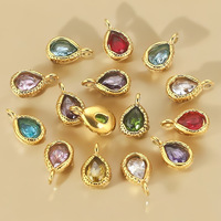 Accessoires de bijoux en acier inoxydable plaqué or pour le bricolage Pendentif en cristal de verre en acier inoxydable de couleur gemme pour collier d'enfants