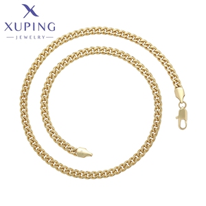 Collana a Catena Cubana da <span class=keywords><strong>Uomo</strong></span> XUPING, Design Geometrico Personalizzato, Placcata in <span class=keywords><strong>Oro</strong></span> 14K - Product Image 1