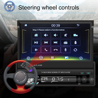 Radio para Auto Podofo con Carplay, Estéreo para Auto con Pantalla Táctil Retráctil de 7 Pulgadas, Autoestéreo con Bluetooth, FM, Entrada Auxiliar, USB, Compatible con Cámara AHD