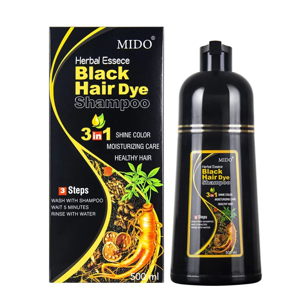 Wholesale manufacturer ginseng a wash 3 in 1 color best herbal thailand fast magic permanent meidu brown black Hair dye shampoo