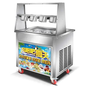 La crème glacée congelée d'acier inoxydable de double casserole de qualité roule la machine de rouleau de glace de machine de crème glacée frite