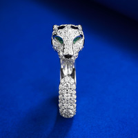 Bague unisexe en argent sterling 925 avec zirconiums incrustés, motif léopard, pour soirée, bijoux de personnalité