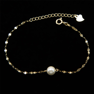 925 Sterling <b>Silver</b> Adjustable Pearl <b>Charm</b> <b>Bracelet</b> with Real Gold Plating Ready to Ship - Product Image 6