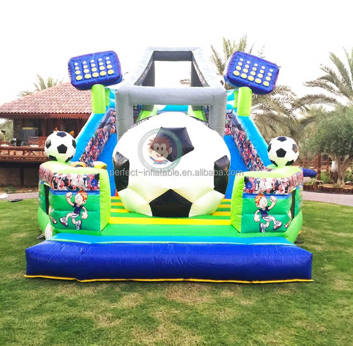 Children Football Theme Inflatable Bounce Park with Slide Combo Soccer ...