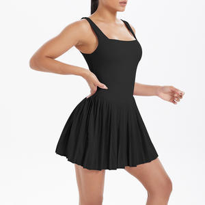 女式无袖二合一运动网球高尔夫连衣裙褶裥无袖内置短裤健身高尔夫运动连衣裙带口袋 - Product Image 6