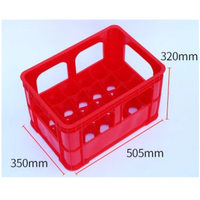 Caisse en plastique HDPE solide SHUNMEI, couleur personnalisée pour 24 bouteilles de vin, de boissons, de bière, style boîte, durable, empilable, personnalisable