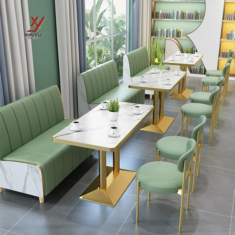 Atacado Moderno Simples Moda Fresco Verde Dinning Restaurante Comercial Mesa De Jantar E Cadeira Set