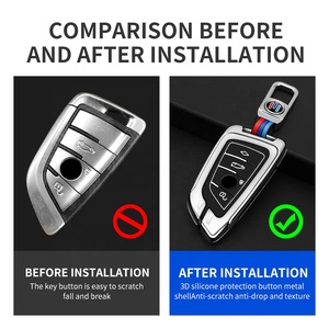 Étui de protection pour <span class=keywords><strong>clé</strong></span> de voiture de luxe en alliage de zinc et silicone avec <span class=keywords><strong>porte</strong></span>-clés, étanche et anti-chute pour <span class=keywords><strong>clé</strong></span> intelligente <span class=keywords><strong>BMW</strong></span> - Product Image 3