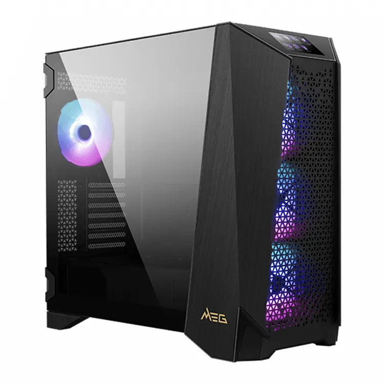 MSI MEG PROSPECT 700R Black Steel Tempered Glass ATX Mid Tower Cases with 4 ARGB Fans 4.3 inch Touch Panel