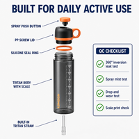 Bouteille pulvérisatrice HOOMEY Tritan 750 ml grande capacité avec paille, tasse de sport étanche avec échelle graduée pour enfants et étudiants, idéale pour l'été et les activités de plein air