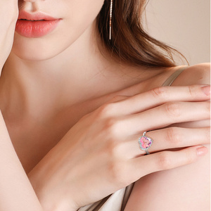 FY moda boda joyería regalo anillos compromiso eternidad nupcial aniversario <span class=keywords><strong>promesa</strong></span> piedra preciosa corazón anillo ajustable - Product Image 2