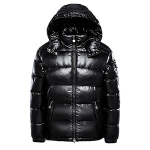 Piumino da <span class=keywords><strong>Uomo</strong></span> Invernale Personalizzato Nero Lucido di Alta Qualità con Cappuccio, Elegante e alla Moda - Product Image 1