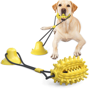 Juguete de goma para limpieza dental con cuerda y campana, bola masticable con ventosa, juguete sonoro de TPR para perros agresivos, ¡gran oferta! - Product Image 1