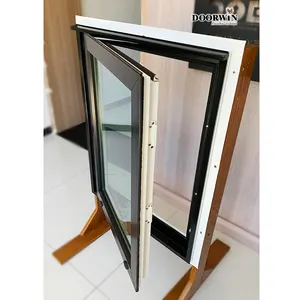 Doorwin custom color shape pvc profile thermal broken aluminium casement window with foldable crank handle