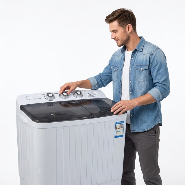 Dirt-Resistant Twin Tub Mini Washing Machine Big Capacity for Household  Plug
