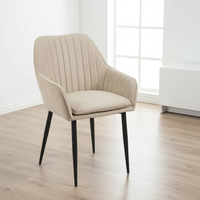 Fauteuil confortable moderne avec pieds en métal doré, chaise d'appoint en velours beige pour la maison, salon, salle à manger, avec coussin