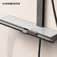Ensemble de douche thermostatique numérique 3 voies avec affichage, mitigeur de bain cascade et système de douche pluie pour salle de bain