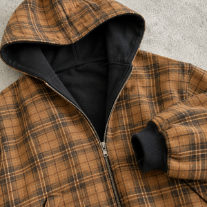 Set Felpa con Cappuccio e Pantaloni in Pile a Quadri, Due Pezzi con Zip, Fodera Reversibile, Oversize, Coordinato Casual per il Tempo Libero - Product Image 3