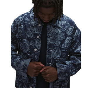 Camicie in Denim Jacquard floreali <span class=keywords><strong>oversize</strong></span> da uomo a manica lunga con <span class=keywords><strong>camicia</strong></span> in Denim <span class=keywords><strong>giacca</strong></span> da uomo - Product Image 2