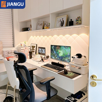 Bureau d'étude mural combiné moderne et simple avec armoire supérieure pour bureau à domicile et PC