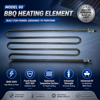 Élément chauffant pour barbecue 220V 3KW en acier inoxydable 304, chauffage tubulaire en forme de W pour pièces de barbecue électrique commercial